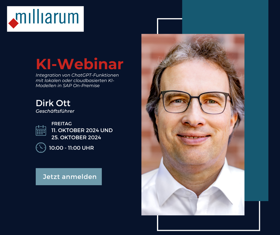 AI Webinar Dirk Ott Billion October 11 and 25